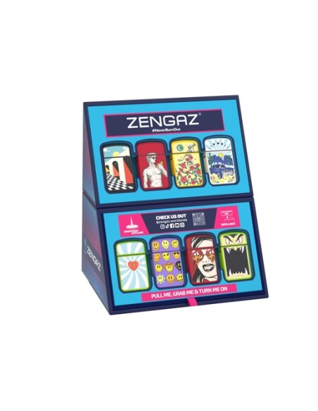 EXPOSITOR 16 ENCENDEDORES ZENGAZ ROYAL JET MINI CUBE S3