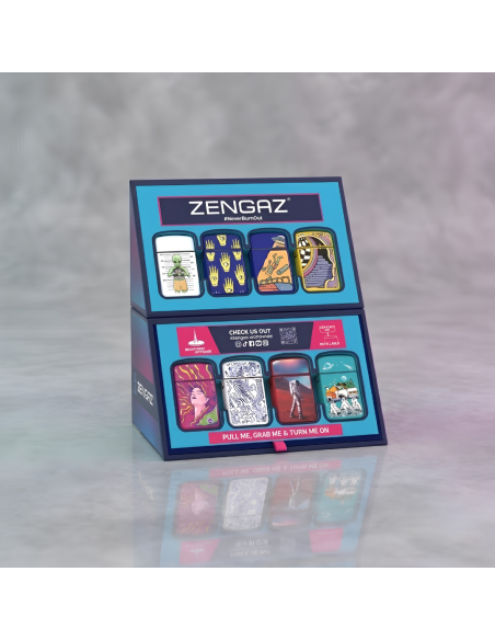 EXPOSITOR 16 ENCENDEDORES ZENGAZ ROYAL JET MINI CUBE S4